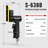 Ponceuse pneumatique droite auto-adhésive S-638B 15000 tr/min, outil de ponçage à air portatif pour le polissage et le meulage fin