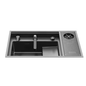 <span class=keywords><strong>Évier</strong></span> de cuisine intelligent en acier inoxydable 304 noir avec affichage numérique, <span class=keywords><strong>cascade</strong></span> de pluie, lave-gobelet pour usage domestique - Product Image 1