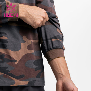 Nouveaux vêtements de sport personnalisés pour hommes col montant à manches longues imprimé <span class=keywords><strong>camouflage</strong></span> lâche hommes Fitness <span class=keywords><strong>t</strong></span>-shirts chemise de gymnastique - Product Image 5
