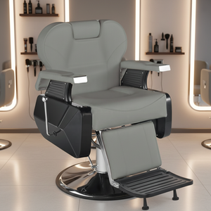 Fauteuil de Barbier Inclinable Moderne avec Repose-Pieds en Plastique et <span class=keywords><strong>Silicone</strong></span>, Polyvalent pour Soins Capillaires et Coiffure Homme, Toilettage de la Barbe - Product Image 2