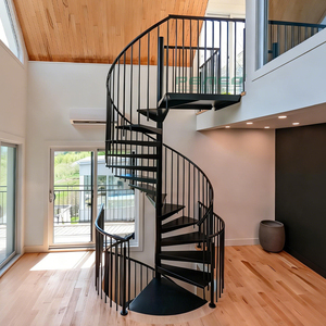 自由设计的现代室内节省空间不锈钢楼梯扶手采用螺旋楼梯设计 - Product Image 1