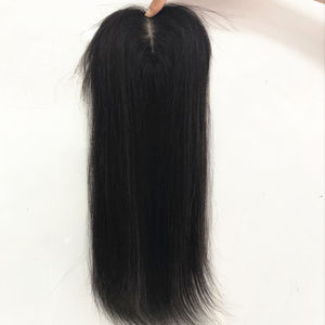 Toupet pour femme en cheveux humains de qualité supérieure, base en soie européenne de qualité 10A, lisse, 18 pouces, 100% noué à la main, densité 150% - Product Image 5