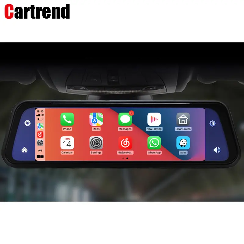 Fahrzeug Rückspiegel DVR Monitor Drahtlos Android Auto Box Schnitts telle Bildschirm Auto CarPlay Display Telefon Waze Navigation Spotify