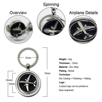 Schlüsselanhänger aus Metall mit individuellem Flugzeug-Design, luxuriöse Anhänger mit individuellem Logo, rotierende 3D-Sublimation, Werbe-Flugzeug-Schlüsselanhänger