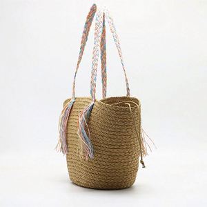 Bolso de Paja para Mujer, Estilo Canasta, con Asas de Colores, Novedad 2025 - Product Image 3