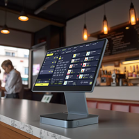 POS de escritorio con pantalla táctil HD Android de 15,6 "metálica para terminales POS de restaurantes y minoristas de pequeñas empresas