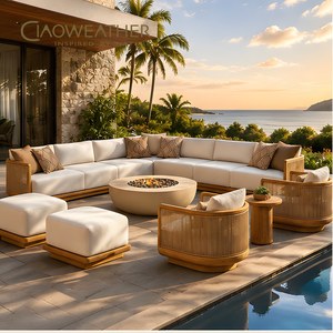 Set Divano Moderno da Esterno <span class=keywords><strong>in</strong></span> Teak per Hotel, Patio, Resort, Villa - Mobili da Giardino <span class=keywords><strong>in</strong></span> <span class=keywords><strong>Legno</strong></span> Massello con <span class=keywords><strong>Poltrona</strong></span> - Product Image 1