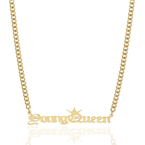 New arrivals Crown young Queen King Stainless steel letter necklace hip hop pendant <strong>jewelry</strong> - Product Image 2