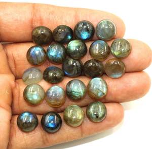 แลบราโดไรต์ปรับเทียบเครื่องฉายที่ฉูดฉาดมากทรงกลม10มม. ทั้งสองด้านสูงขัดเงา CAB labradorite 23ชิ้นพลอย - Product Image 4