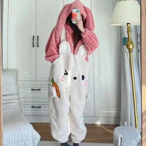 Combinaison intégrale en polaire thermique mignonne et tendance pour adulte, pyjama en peluche animal avec queue et capuche, poches latérales, costume d'Halloween, vêtements <span class=keywords><strong>de</strong></span> maison - Product Image 1