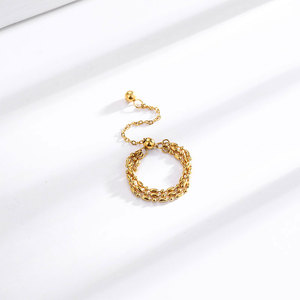 แหวนโซ่แบบซ้อนหลายชั้น ปรับขนาดได้ สำหรับผู้หญิง ทำจากสแตนเลสสตีล 316L ชุบทอง 14k 18k คุณภาพดี ไม่หมองคล้ำ สั่งทำได้จำนวนมาก - Product Image 3