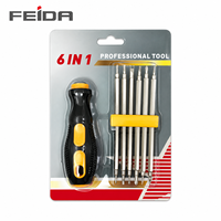 FEIDA 6 in 1 Set Obeng Magnetik Kuat Multi Bit Tipe Y Torx Segitiga Phillips Alat Perbaikan Tangan