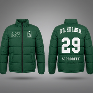 Iota Phi Lambda Sorority y fraternidad bordado de secado rápido al por mayor chaqueta acolchada de invierno con cuello levantado personalizado - Product Image 2