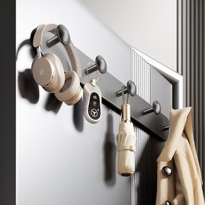 Crochet mural magnétique multifonctionnel <span class=keywords><strong>sans</strong></span> perçage à 5 crochets pour porte de réfrigérateur de cuisine et salle de bain, idéal pour manteaux et chapeaux sur porte d'entrée - Product Image 2