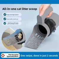 Pelle à litière pour chat tout-en-un, tamis filtrant détachable grande capacité avec rangement pour sacs poubelles pour le nettoyage des excréments de chat