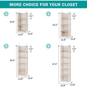 Hanging Closet Organizer 5 <b>Shelf</b> Beige Non Woven Fabric Storage <b>Shelves</b> For Bedroom Neatening - Product Image 5