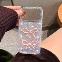 Coque de téléphone INS avec nœud papillon, diamant, coquillage, marbre et perle pour filles, compatible iPhone 14 15 16 17, protection antichoc