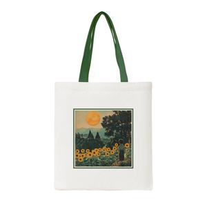 Bolso de lona de algodón personalizado bolso de hombro informal a la moda girasol puesta de sol patrón lona Doorgift bolsa para publicidad promoción bolsa - Product Image 1