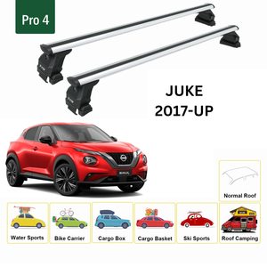 Barres transversales de toit en aluminium Nissan Juke 2017 et plus, supports métalliques argentés, porte-bagages - Product Image 2