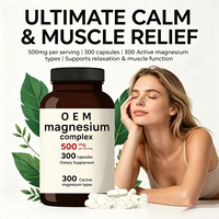 Capsules de complexe de magnésium OEM, 300 unités, 500 mg, complément alimentaire, fournisseur distributeur