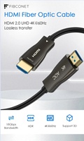 Kabel Serat Optik Multimedia 2.0 Definisi Tinggi 4K Resolusi Tinggi 60Hz Komunikasi 48Gbps Bersertifikasi CE Mendukung VRR EARC Tipis