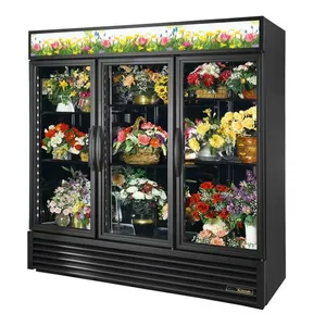 꽃 디스플레이 냉동고 직립 냉장고 3 도어 냉장 디스플레이 캐비닛 사용 꽃 냉장고