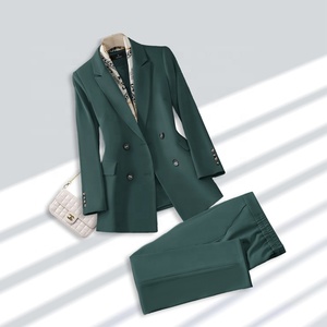 Costumes d'affaires pour femmes d'approvisionnement d'usine Blazers de style solide et manteaux de smoking avec <span class=keywords><strong>pantalon</strong></span> tissé de décoration de bouton - Product Image 1
