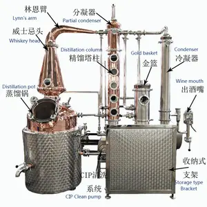 Colonne industrielle de distillation équipement de distillation ligne de production d'alcool pour rhum whisky gin
