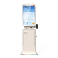 Kiosque de paiement en libre-service 27-32 pouces avec écran tactile capacitif, accepteur de billets, distributeur de pièces et scanner de passeport