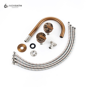 Rubinetto da <span class=keywords><strong>Bagno</strong></span> di Lusso con Maniglia Zigrinata Placcata in Giada, 3 Fori, in Acciaio Inox SUS304 e Ceramica, <span class=keywords><strong>Miscelatore</strong></span> Caldo/Freddo a Incasso - Product Image 5