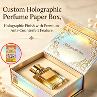 Boîte cosmétique rigide en papier artistique holographique recyclable personnalisée, finition de lamination mate avec code QR de sécurité, fournisseur direct OEM de parfums
