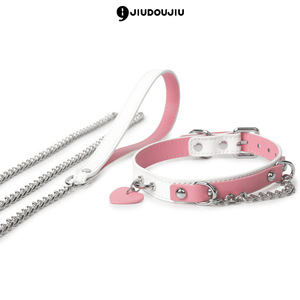 Collier érotique en cuir SM avec étiquette, gravure, accessoires BDSM, collier de traction, produits pour adultes, chaîne de cou pour jouet sexuel - Product Image 4