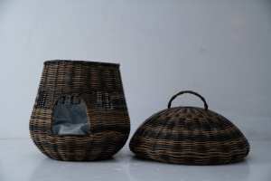 Neuheit: Umweltfreundliches Rattan-Geflecht Haustiernest, Niedliches Anti-Rattan Pilzhaus für Katzen und Hunde - Product Image 6