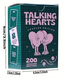 Tarjetas de Conversación Talking Hearts - Juego de Cartas para Parejas para Citas Nocturnas y Aventuras de Viaje, 200 <span class=keywords><strong>Preguntas</strong></span> y 2 Cartas Sorpresa - Product Image 3