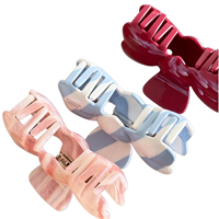 Pince à cheveux en acétate à nœud papillon, style vintage rayé, pince requin simple pour queue de cheval, accessoires pour chignon et coiffure arrière pour femme