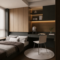 Lit Tatami Moderne Personnalisé avec Bureau Intégré et Armoire, Ensemble Complet de Meubles de Chambre Murale, Solution de Rangement pour Petits Espaces
