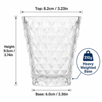 Porte-bougie carré en verre transparent gaufré 340 ml – Verre multi-usage pour centre de table de mariage, décoration d'intérieur et aromathérapie
