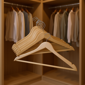 BRSTENMANN Cintres en bois 45 cm 8 pièces Finition naturelle Pour utilisation dans la garde-robe - Product Image 3