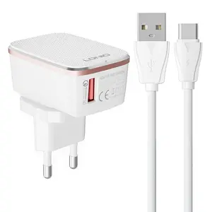 LDNIO-Adaptador de viaje USB Dual A1204Q de 18W, cargador de teléfono de carga rápida QC3.0, enchufe de Reino Unido/UE/EE. UU., cargador de pared