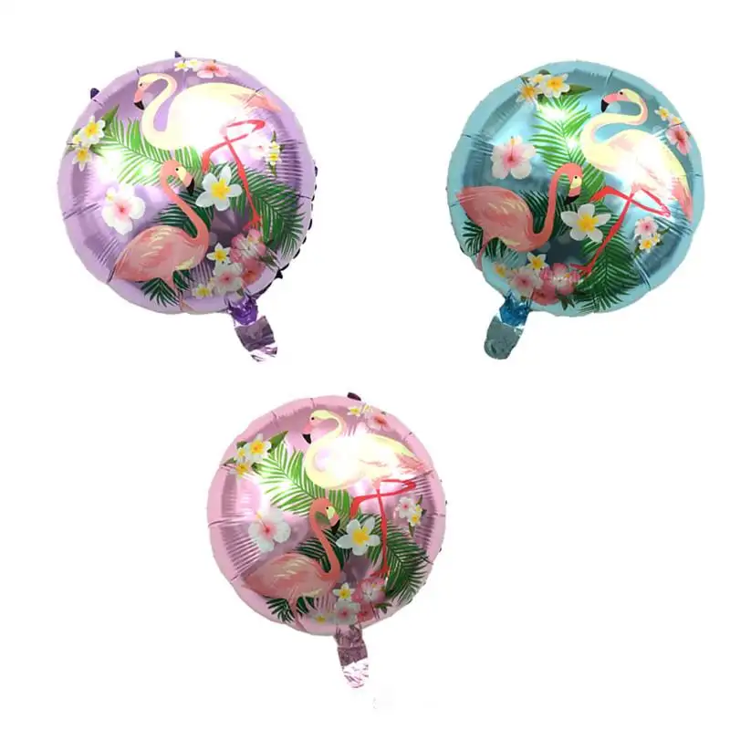 großhandel 18 zoll runde flamingos aluminiumfolie ballonpulver lila blauer ballon kinderspielzeug hochzeit ballons dekoration