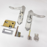 Serrure à mortaise à profil européen en acier inoxydable Serrure à cylindre en laiton Ensemble de poignées de serrure de porte à mortaise