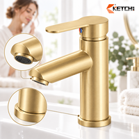 Robinet Mitigeur Monocommande pour Lavabo, Eau Chaude et Froide, Robinet de Salle de Bain à Poser, Moderne en Acier Inoxydable