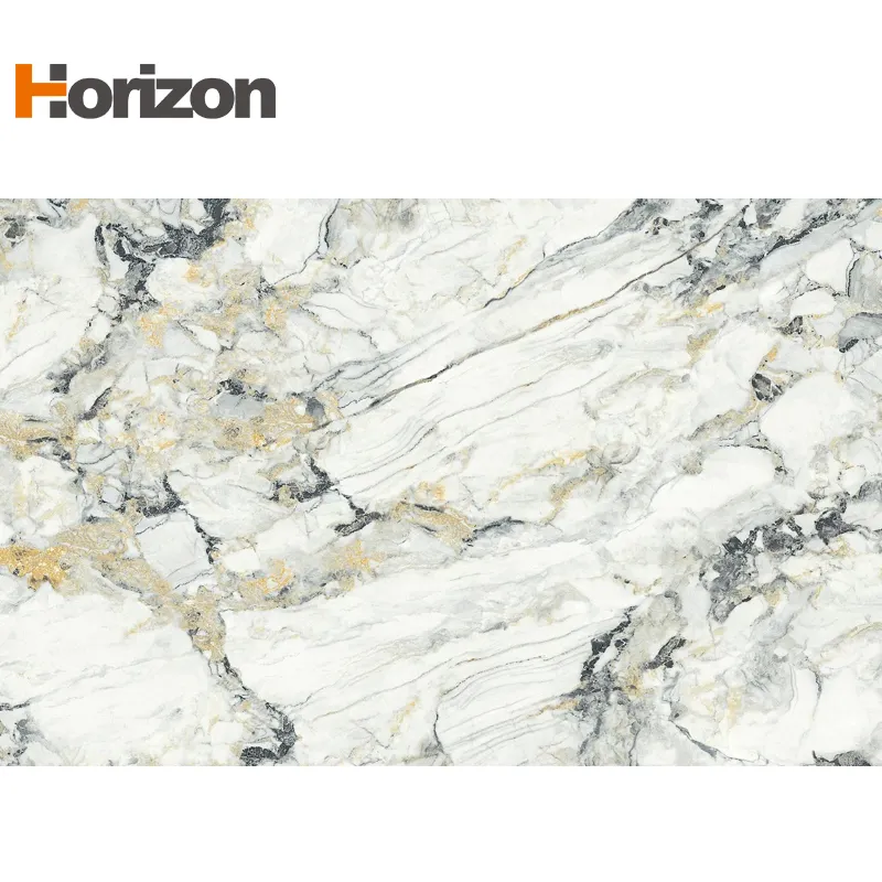 لوحات رخامية بيضاء كبيرة للبيع بالجملة من مصنع Horizon لعام 2024، لوح بورسلين من الحجر المتكلس