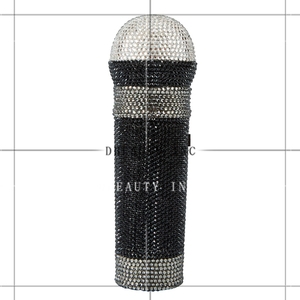 Women Eye-catching Microphone Rhinestones Clutch <b>Purse</b> Brilliant Mic Crystal Evening Bag for Karaoke Bar Night Out - Product Image 1