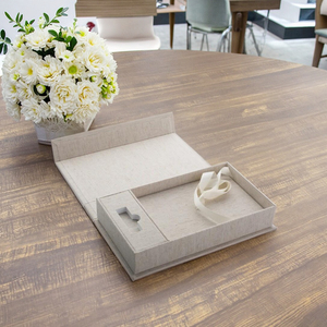 Caja de tela de lino personalizada con cierre magnético, caja de embalaje de papel de alta calidad <span class=keywords><strong>para</strong></span> álbum de fotos de regalo y unidad USB, marca de lujo - Product Image 2