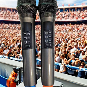 Système de microphone sans fil double canal 2 micros professionnels portatifs pour utilisation en <span class=keywords><strong>studio</strong></span> Vente en gros d'usine - Product Image 3
