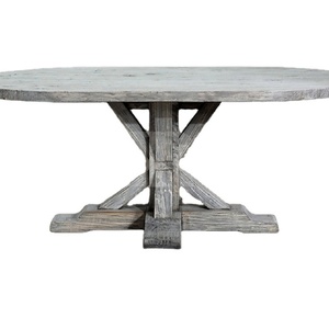 White Wash Top Reclaimed Elm <b>Plank</b> Oval Dining Table - Product Image 1