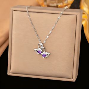 Collar con Colgante de Cisne Doble Chapado en Oro de 18K, Exquisito y Moderno, Cadena para Clavícula para Mujer - Product Image 5