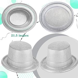 Sombreros de Copa con purpurina Fiesta de disfraces Sombreros de copa de plástico Sombrero de Mago para adultos Suministros de fiesta para niños - Product Image 5