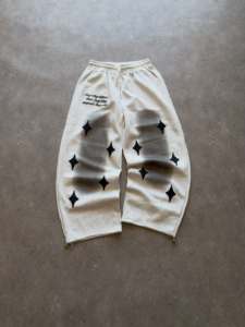 Pantalones Deportivos Personalizados de Algodón con Apliques de Estrellas Estilo Y2K Grunge, Estampado con Halo Decolorado, Pierna Ancha, para Hombre, Fabricante de Ropa - Product Image 2